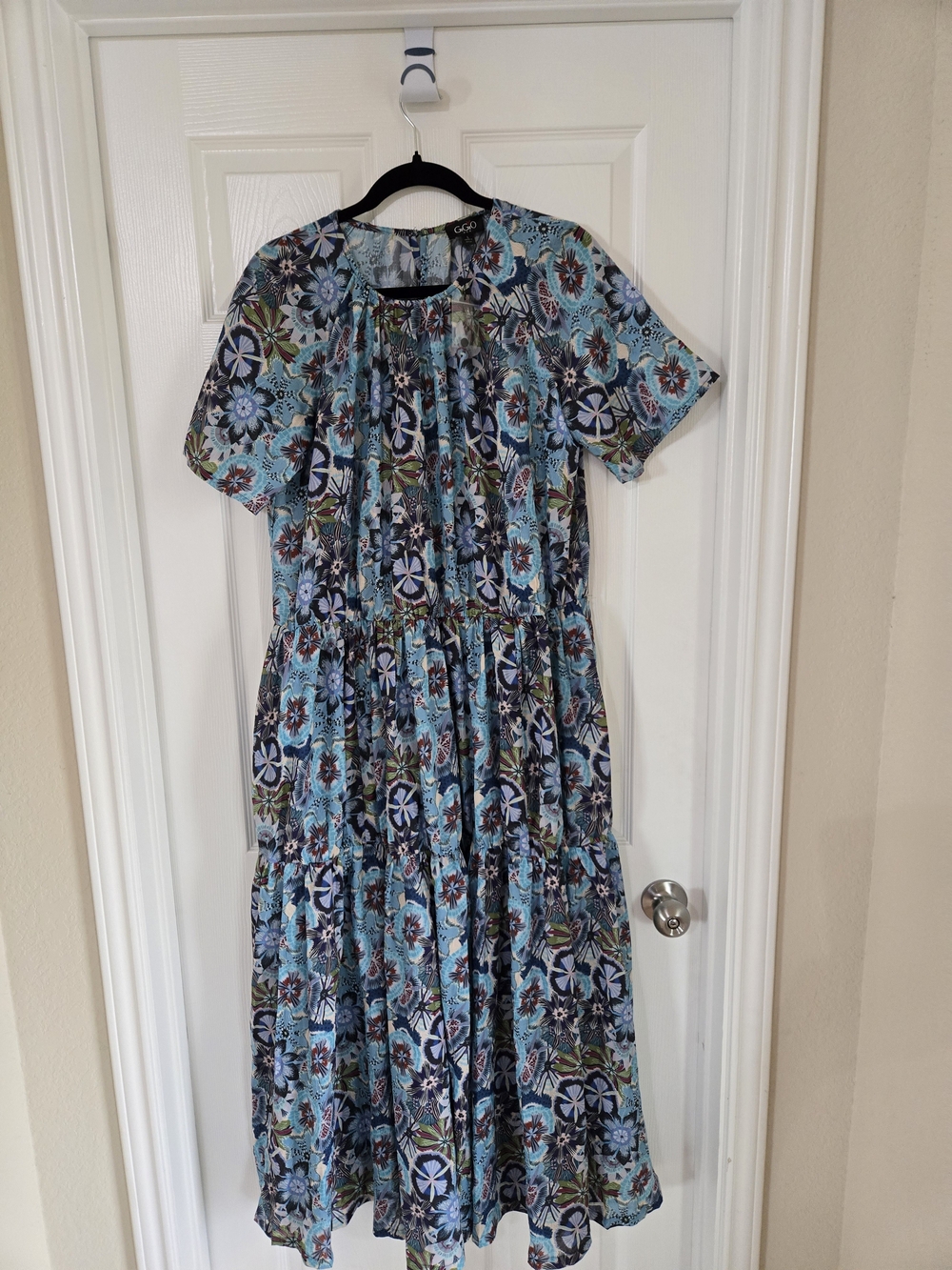 Blue Floral Tiered Maxi Dress by GIGI